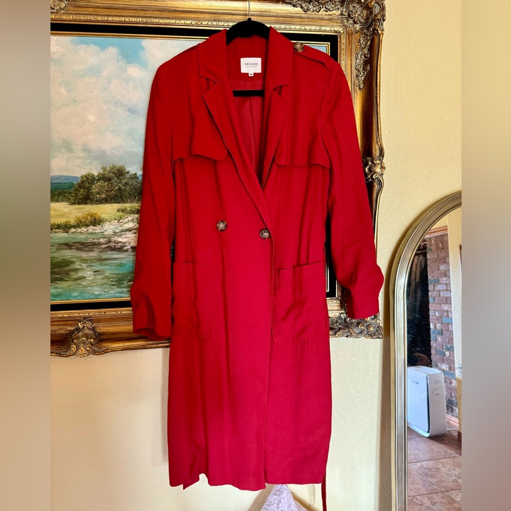 Sezane Red Trench Coat Rare